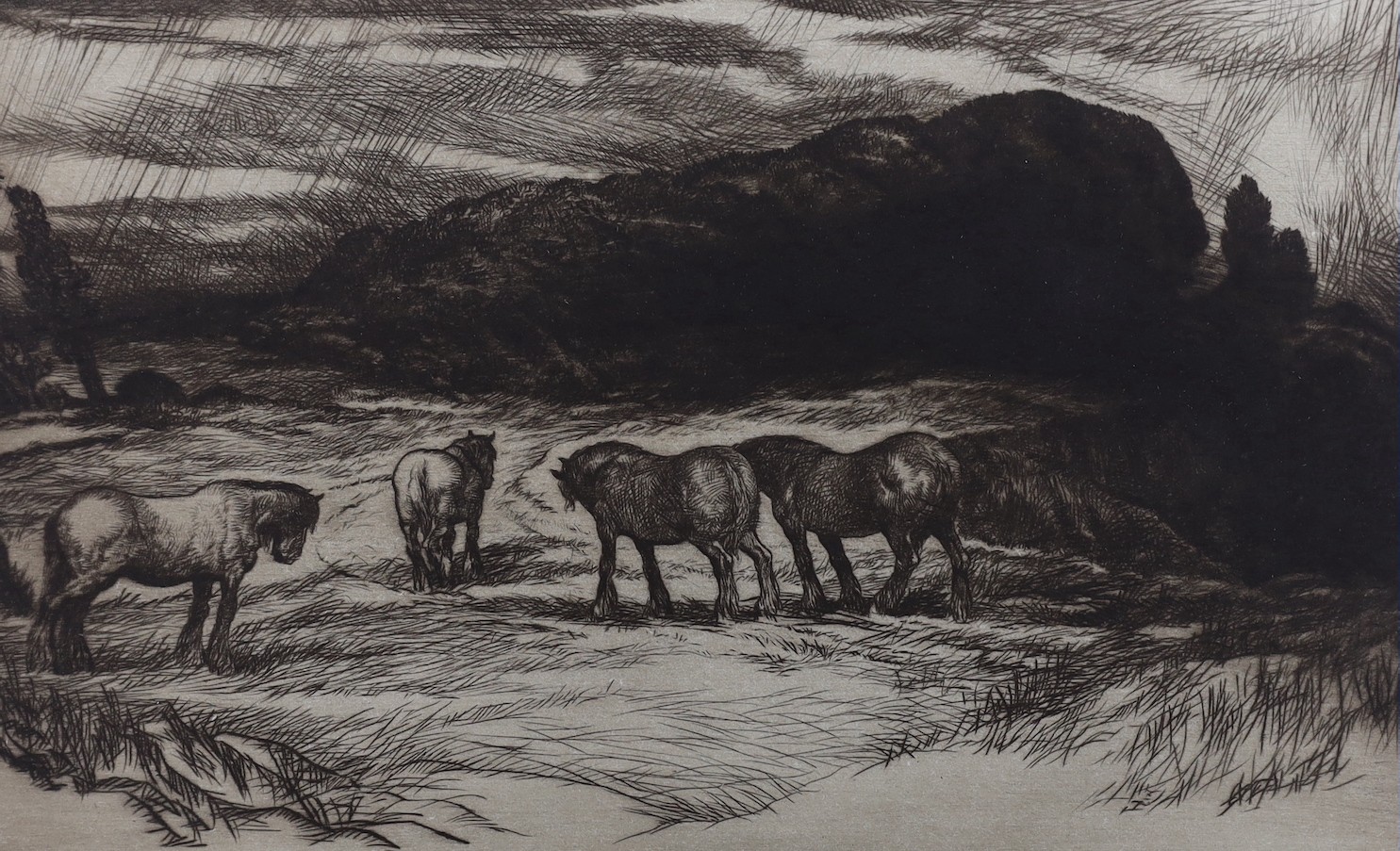 Anton Lock (1893-1979), a group of twenty five etchings, mostly equestrian studies, largest 18 x 26cm, all unframed